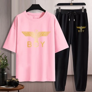 #D218+CKH218Bชุดเซ็ทเสื้อยืดแขนสั้น+กางเกงขายาว.ลายสวยแฟชั่งนานาชาติ.มีหลายสีหลายไซสีเลือกได้(S-3XL)ใส่ได้ทั้งชายและหญิง