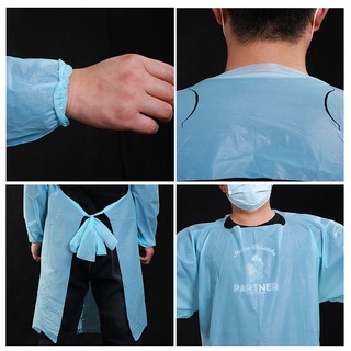 พร้อมส่งจากกรุงเทพ 10 บาท หนา 35 แกรม !!!ชุดCPE PPE ป้องกันสารคัดหลั่งพลาสติกกันเปื้อนกันน้ำและน้ำหนัก