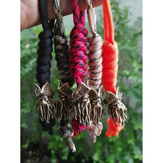 สายแลนยาร์ด แลนยาร์ด (knife lanyard, bead) พวงกุญแจ ถักด้วย paracord 4mm ลูกปัด ลูกปัท หนวดปลาหมึก (Devi Jones) DIY