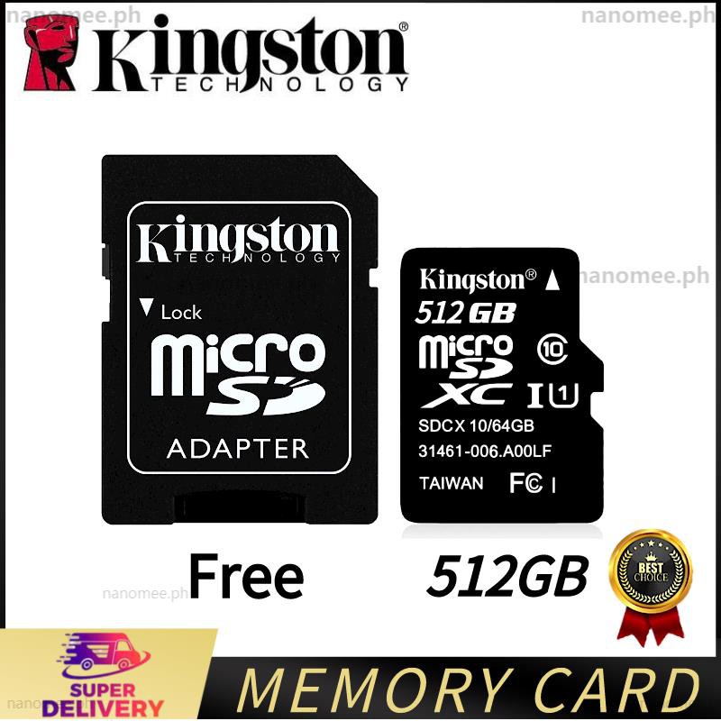 KINGSTON 512GB Micro SD Card Memory Card Class10 TF Card UHS-1 MicroSDXC Black +Free Adapter