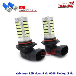 LED หลอดไฟตัดหมอก ขั้วหลอด 9006 แสงสีไอซ์บลู / 1 คู่ พิเศษ แถมไฟหรี่ T10 สีไอซ์บลู 1 คู่