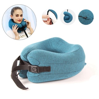 【บลูไดมอนด์】Memory Foam Travel Neck Pillow Head Chin Support Cushion for Sleeping on Airplane Car Office Pillows Travel