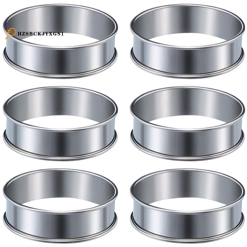 6 Pieces Muffin Tart Rings Double Rolled Tart Ring Stainless Steel Muffin Rings Metal Round Mold for Food Making