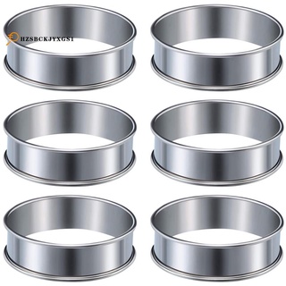 6 Pieces Muffin Tart Rings Double Rolled Tart Ring Stainless Steel Muffin Rings Metal Round Ring Mold for Food Making