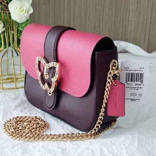 🎀 (สด-ผ่อน) กระเป๋า 7 นิ้ว สีชมพู สายโซ่ COACH C6796 GEMMA CROSSBODY IN COLORBLOCK WITH BUTTERFLY BUCKLE