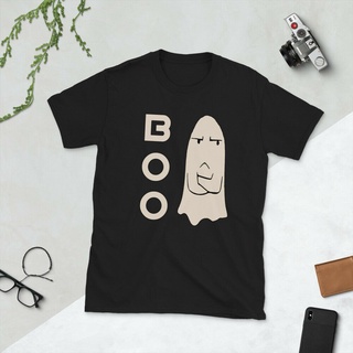 [100% Cotton] Ghost Boo เสื้อยืดแขนสั้น ผ้าฝ้าย พิมพ์ลาย frowning creepy spirit น่ากลัว