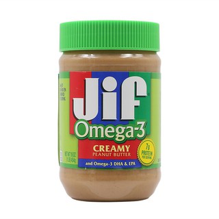 จิฟครีมมี่ถั่วลิสงบดละเอียดโอเมก้า3 454กรัม Jiff Creamy Finely ground Peanut Omega 3 454 g.