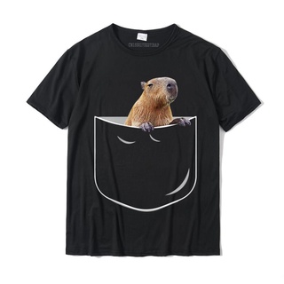 คาปิบาร่า ผ้าฝ้ายแท้เสื้อยืดผ้าฝ้าย พิมพ์ลาย Capybara ตลก มีกระเป๋าเสื้อ สําหรับผู้ใหญ่ 2022S-4XL