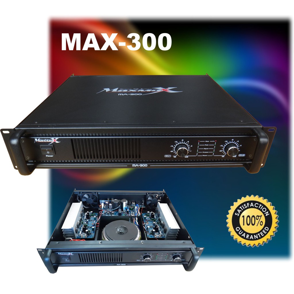 Max Max รุ่น Ma-300 Plus พาวเว่อร์แอมป์กลางแจ้งขับดอก12-15นิ้วที่สร้างความกระหึ่มเพื่อความสุขในเสียงเพลง