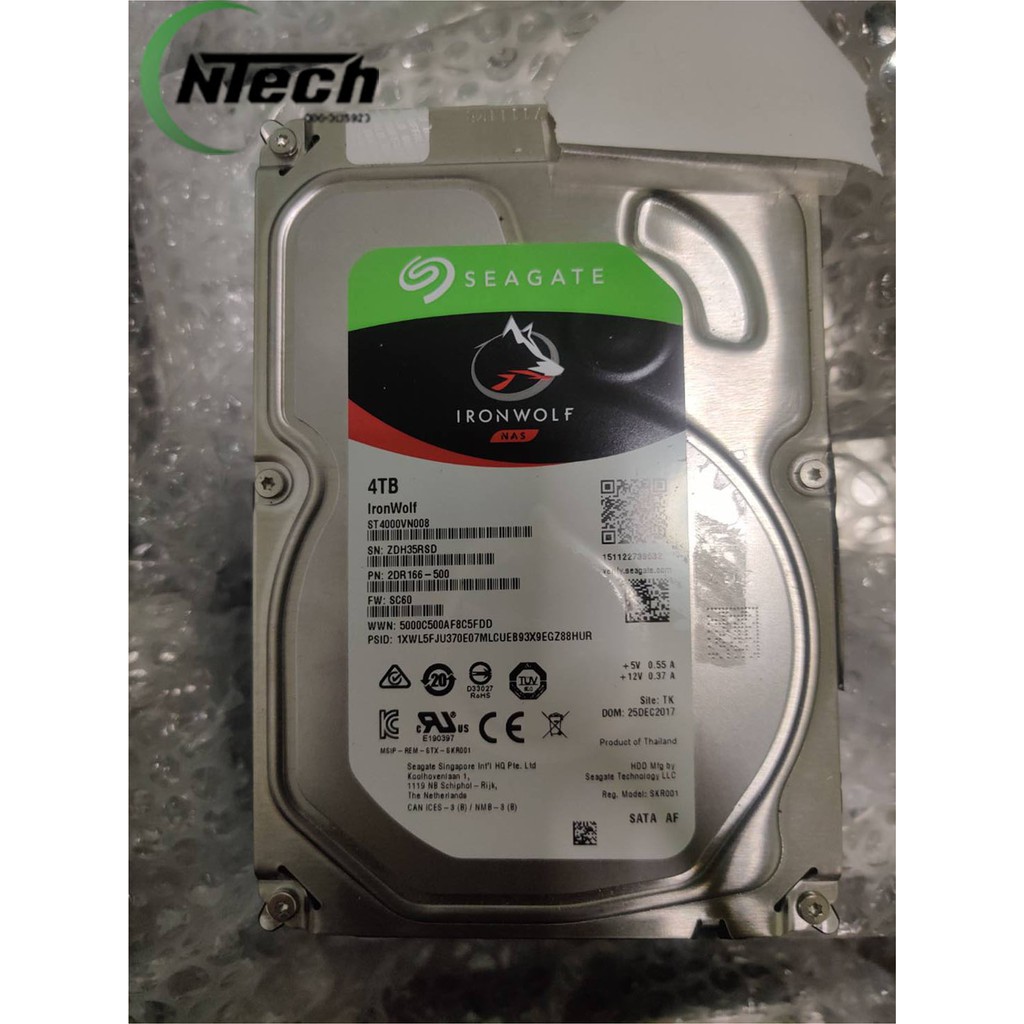 HDD (ฮาร์ดดิสก์) 4TB IronWolf SEAGATE  ST4000VN008