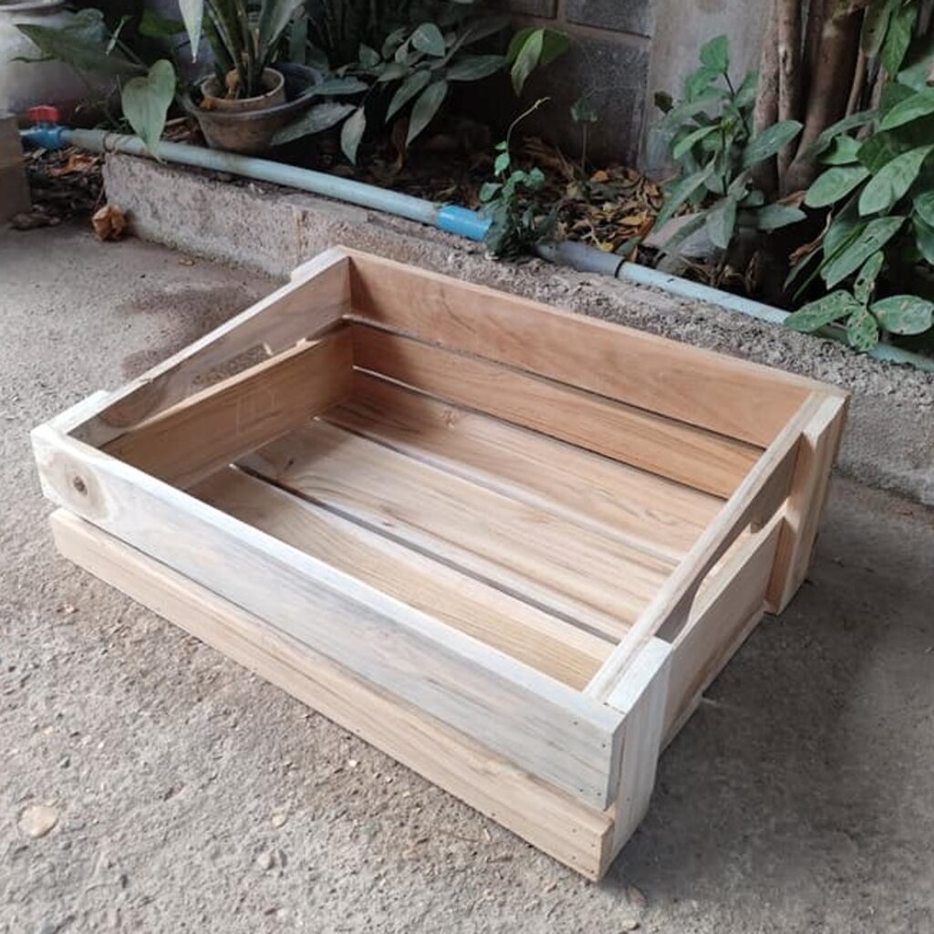 ลังไม้ใส่สินค้า (ลังเฉียงขนาด 35x50cm) ลังไม้อเนกประสงค ถาดไม้ กล่องไม้