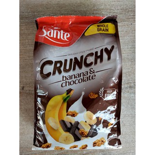 Sante Crunchy Banana With Chocolate ธัญพืช อบกรอบ ผสมกล้วย อบแห้ง และช็อคโกแลต 350g.ราคาพิเศษ