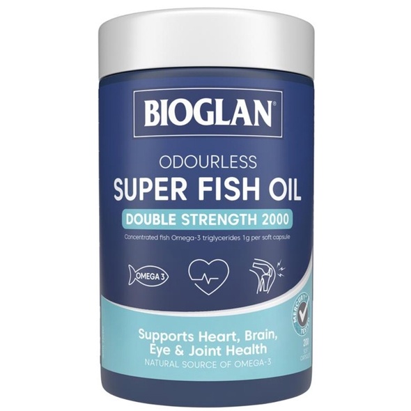 Bioglan Super Fish Oil 2000mg 200 Capsules น้ำมันปลา 2000 mg สูตรเข้มข้น Omega DHA EPA สูง ของแท้ แบรนด์ดังออสเตรเลีย 80
