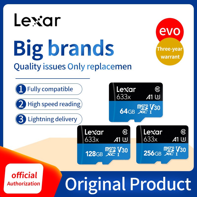 ぬ2019  Lexar 95mb/s 633x Micro sd card 512GB 64g 128g 256GB  Reader Uhs-1 For Dron