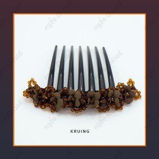 Kruing หวีเสียบคริสตัล 7 ขา ลายดอกไม้เล็ก