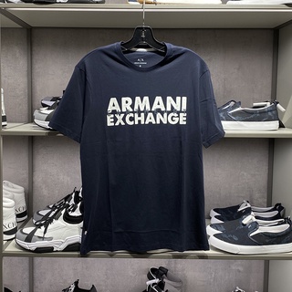 เสื้อยืดแขนสั้น คอกลม พิมพ์ลายโลโก้ Armani Exchange AX แฟชั่นฤดูใบไม้ผลิ และฤดูร้อน สําหรับผู้ชาย