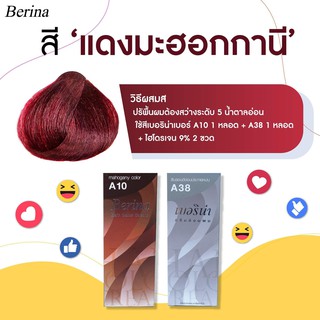 เบอริน่า เซตสี A10 + A38 แดงมะฮอกกานี สีย้อมผม ครีมย้อมผม สีผม ยาย้อมผม Berina A10 +A38 Mahogany Red