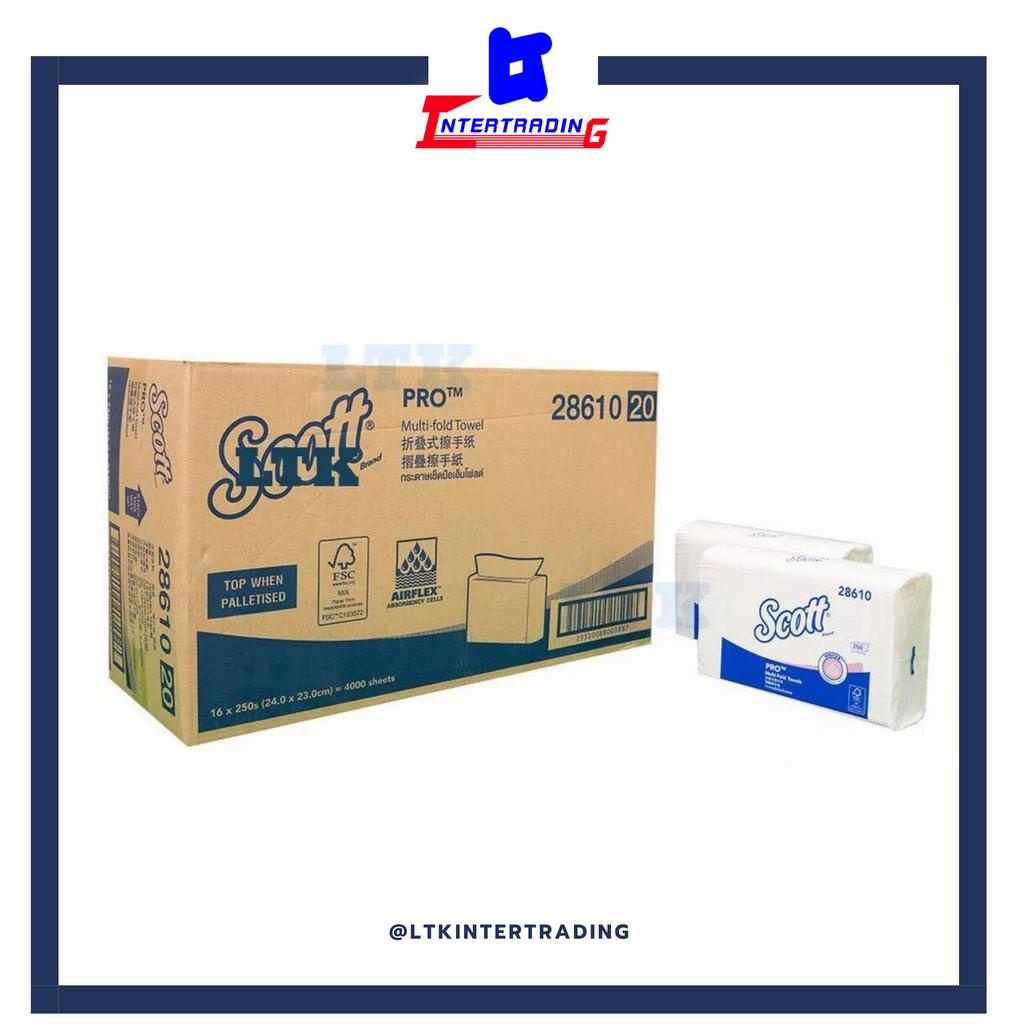 กระดาษเช็ดมือ M-fold 28610 แบรนด์ SCOTT หนา 1ชั้น  เช็ดมือแห้งในแผ่นเดียว บรรจุ4000แผ่น (ลัง) Code:2