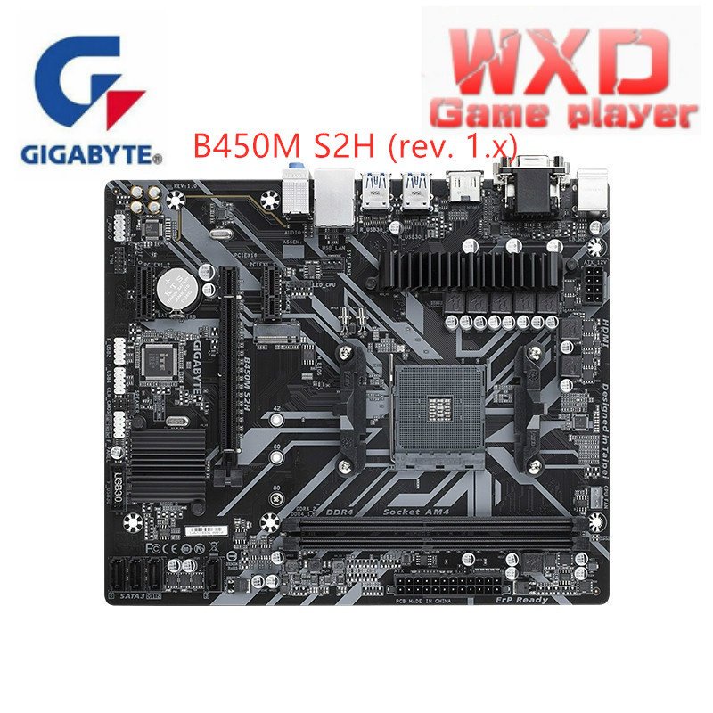 Gigabyte เมนบอร์ด GA b450m S2H (Rev. 1 x micro ATX AMD B450 2-ddr4 USB 3.1 Gen1 VGA DVI-D 32g m 2 ช่องคู่ AM4 etfj SJOV #3