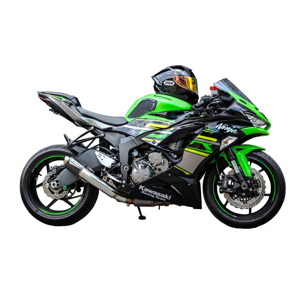 ท่อ Burnout ท่อ Ninja ZX6R ท่อสแตนเลส กระบอกคาร์บอน 4 นิ้ว ปลายทรงจงอย สลิปออนเส้นผ่านศูนย์กลาง 3 นิ