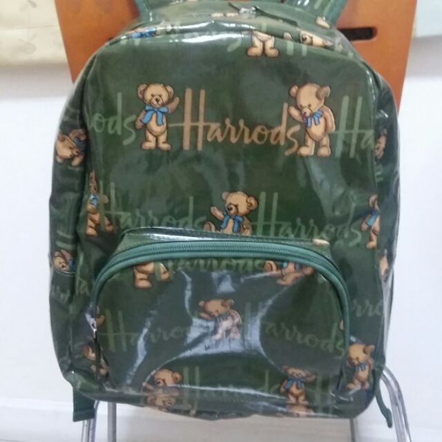 กระเป๋าเป้ Harrods สีเขียว ลายหมี