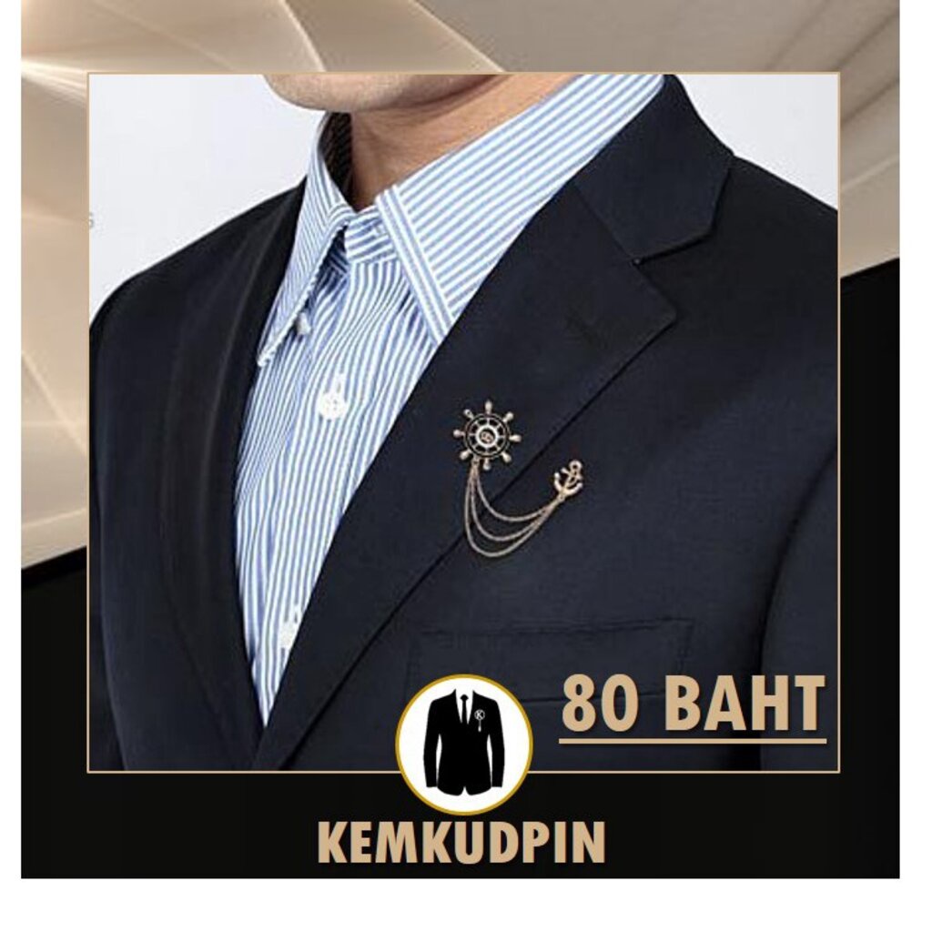 เข็มกลัด พินติดเสื้อ สายโซ่สมอเรือแต่งเพชร - รูปที่ 6