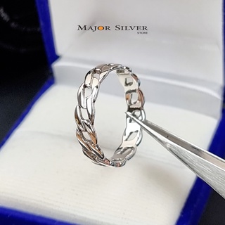 🎁 แหวนลายโซ่รมดำกว้าง 4.6 mm / แหวนแฟชั่น เท่ๆ สไตล์โมเดิร์น แหวนเงินแท้ 92.5%  Major silver  :  E-V-SC4.6