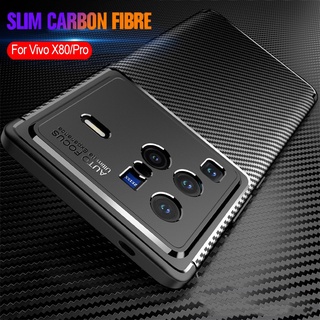 Beetle Matte Phone Case For vivo X80 Pro Carbon Fiber Soft Cover for vivo X80 Pro X80Pro Protective Case