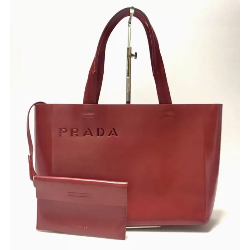 PRADA leather bag with red pouch NearMint used