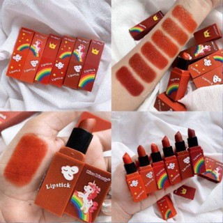 (Set6แท่ง)Kiss Beauty Lipstick Unicornลิปยูนิคอร์น6เฉดสีโทนส้มอิฐ