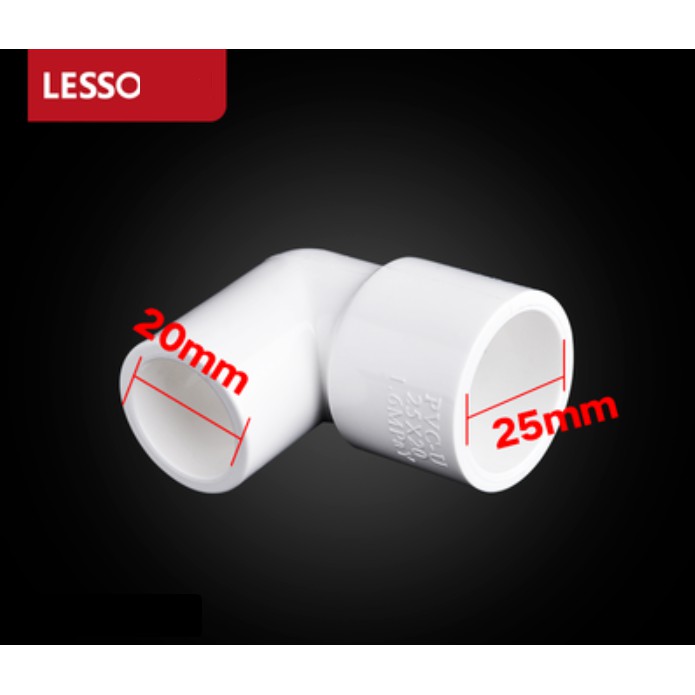 ข้องอลดสีขาว Lesso สำหรับท่อขนาด 25*20 32*20 32*25 40*20 40*25 40*32 50*20 50*25 50*32 50*40 มิลลิเมตร