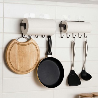 ที่แขวนกระดาษ ที่แขวน Kitchen Paper Towel Holder Wall Hanging Kitchen Organizer Storage Rack Hook ที่แขวนตะหลิว แขวนผนัง