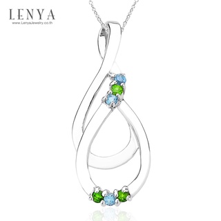 Lenya Jewelry จี้เงินแท้ ประดับพลอยบลูโทแพซ และโครมไดออฟไซด์