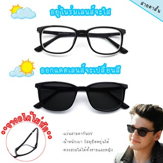 Optical Plus แว่นสายตาสั้น Glasses เลนส์ออโต้เปลี่ยนสีตอนออกแดดกรอบ TR90 ดัดงอคืนรูปได้น้ำหนักเบา 802