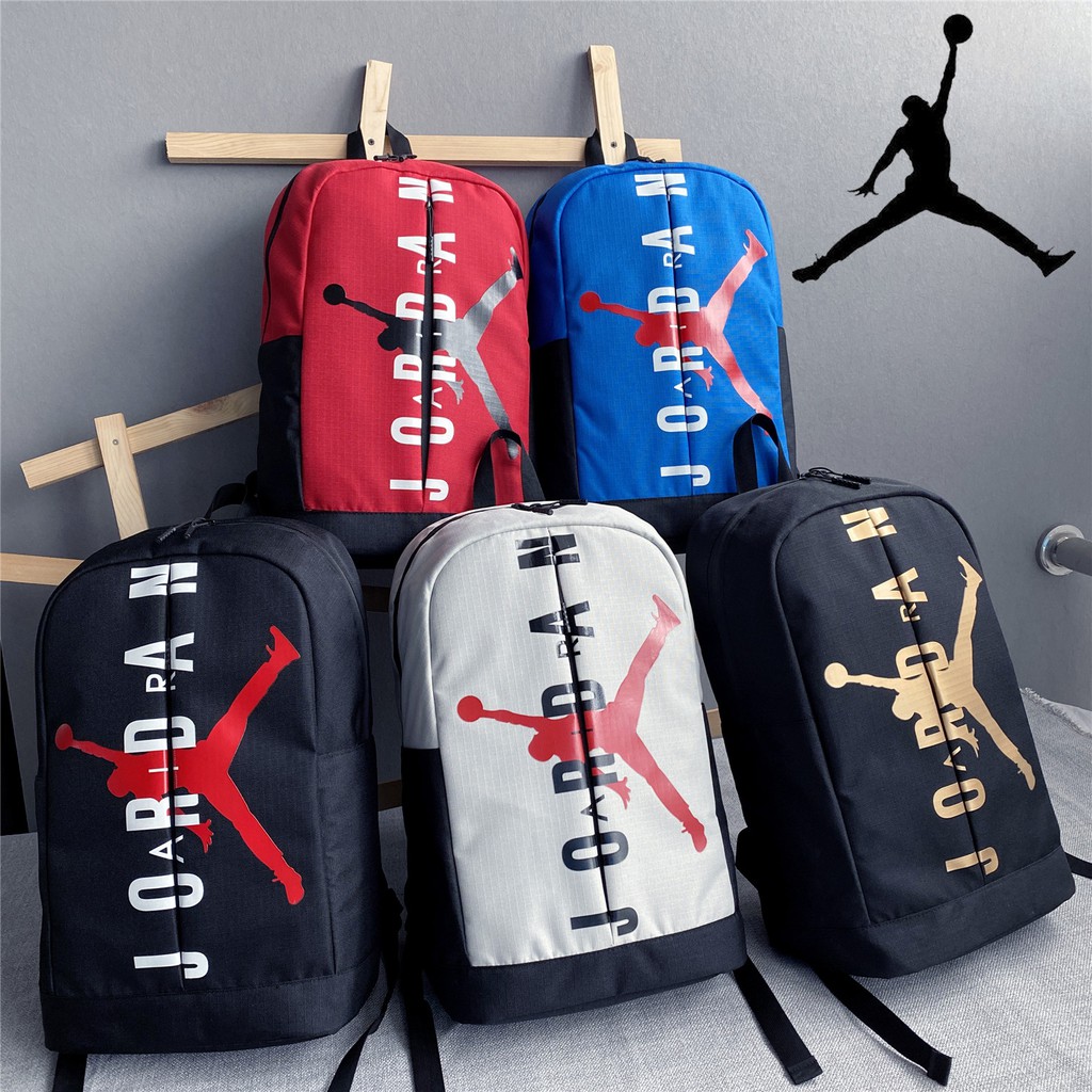 Nike Air Jordan  กระเป๋าเป้สะพายหลังสีขาวสีแดง Backpack กระเป๋าเป้คอมพิวเตอร์นักเรียน