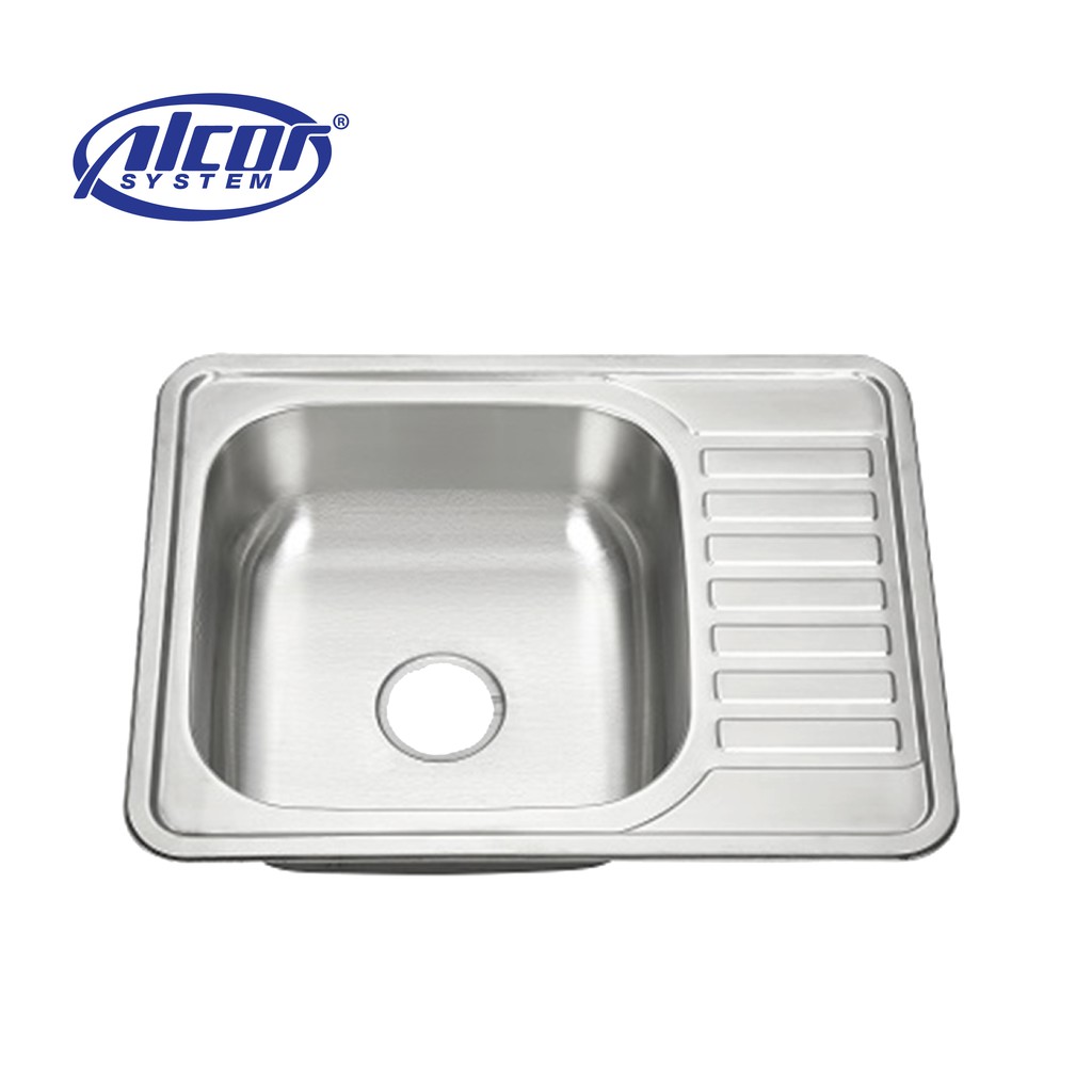 Alcor System Sink / S6550 Single Bowl Sink With Drainer + มาพร้อมน้ําล้นและตะแกรง / สแตนเลส