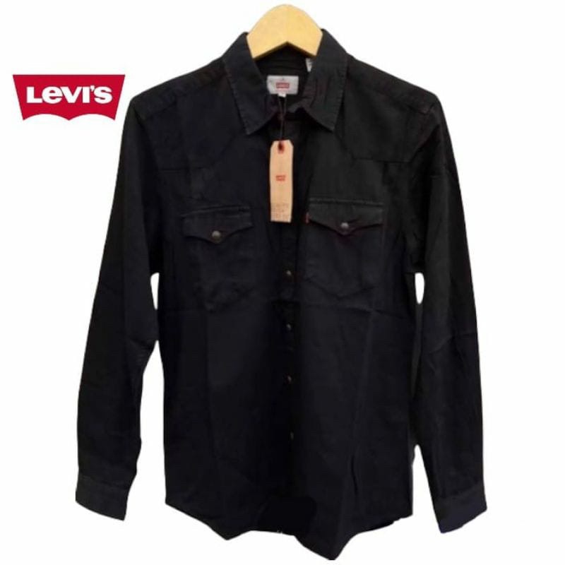 ใหม่ล่าสุด Levi's เสื้อเชิ้ตแขนยาวลําลอง สีดํา สําหรับผู้ชาย