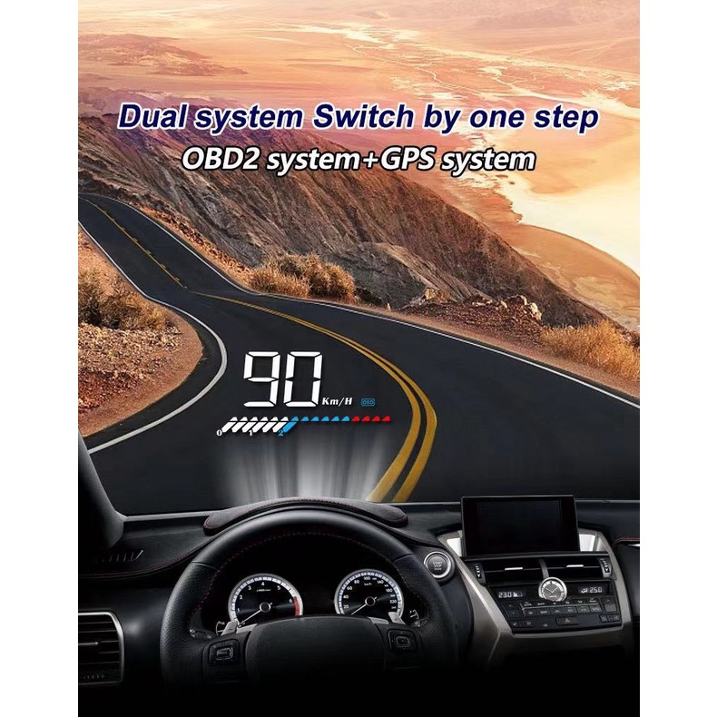 ไมล์วัดความเร็ว ดิจิตอล เกจวัดความเร็วดิจิตอล วัดความเร็วรถ สะท้อนกระจก รุ่น OBD2+GPS M7 Enjoy safer driving   Car 9910