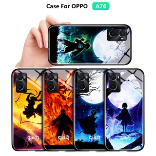 เคส OPPO A76 A36 A96 Reno7 Z 5G Reno 7 Pro 5Gเคสโทรศัพท์มือถือกระจกนิรภัย กันกระแทก ลายการ์ตูนอนิเมะ Demon Slayer