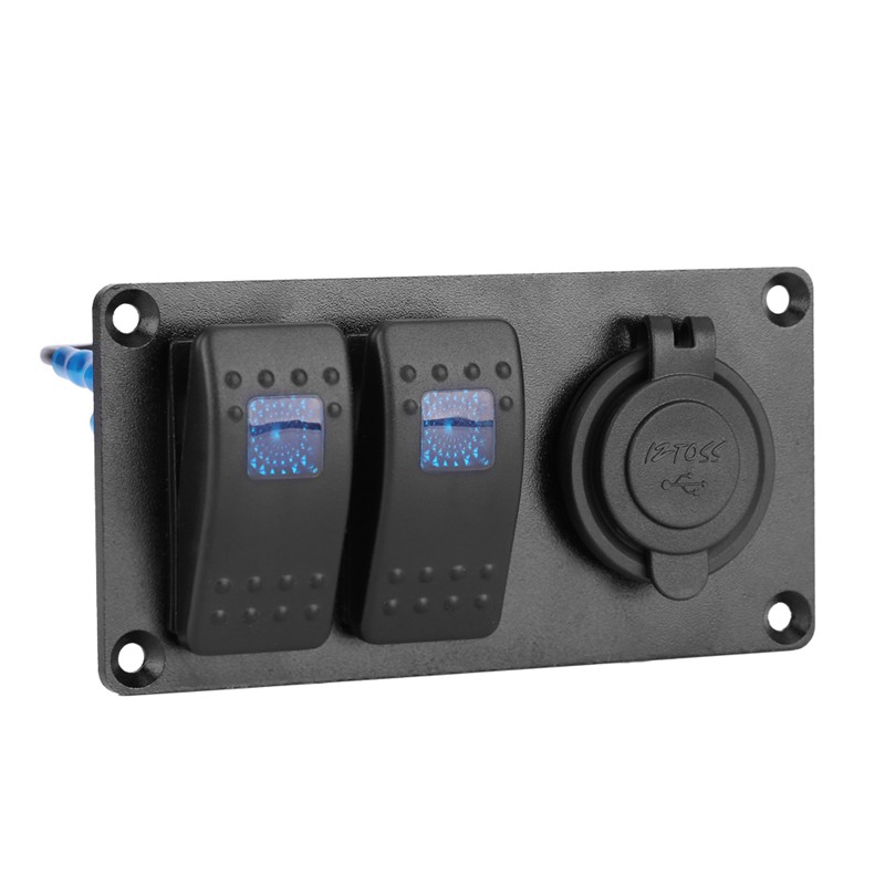 Led Rocker Switch Panel Breaker 3 1a Dual Usb Port For Auto Car