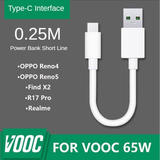 ( 65 W / 0 . 25 M ) Vooc สายชาร์จอย่างรวดเร็ว Oppo Reno5 / Reno4 / Realme