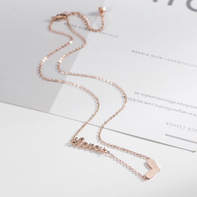 ไทเทเนียมเหล็ก Love U สร้อยคอรูปหัวใจ 18k จี้โรสโกลด์โซ่กระดูกไหปลาร้าผู้หญิง