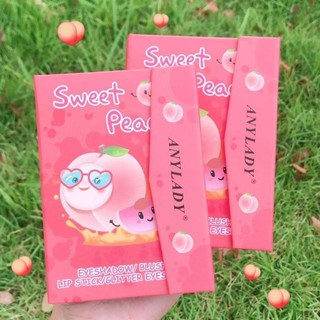 พาเลทกระเป๋า​ Swee​t​ Peach​ Make up Set ที่รวมทั้งอายแชโดว์ บลัชออน และลิปสติก ไว้อยู่ในตลับเดียว