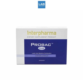 Interpharma Probac 10 Plus 30 sachets/box - โปรแบค เท็น พลัส ผลิตภัณฑ์เสริมจุรินทรีย์ 10 สายพันธุ์ 1 กล่อง บรรจุ 30 ซอง