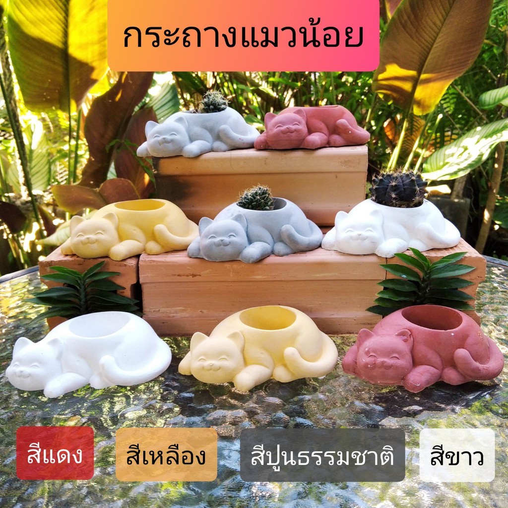🌵กระถางแมวน้อย งานแฮนด์เมดหลากสี (ขั้นต่ำ3ชิ้น)