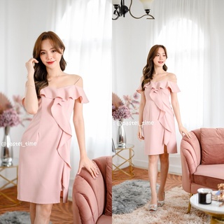 Kathy Off Shoulder Dress - สีชมพู