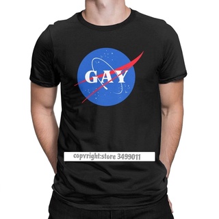 เสื้อยืดคอกลม ผ้าฝ้าย พิมพ์ลายโลโก้อวกาศ Gay Pride สไตล์วินเทจ สําหรับผู้ชายS-5XL