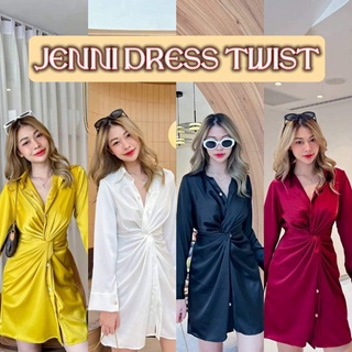 Jenni Dress twist เดรสซาติน แขนยาว ผ้านุ่ม ใส่แล้วหุ่นดี 042