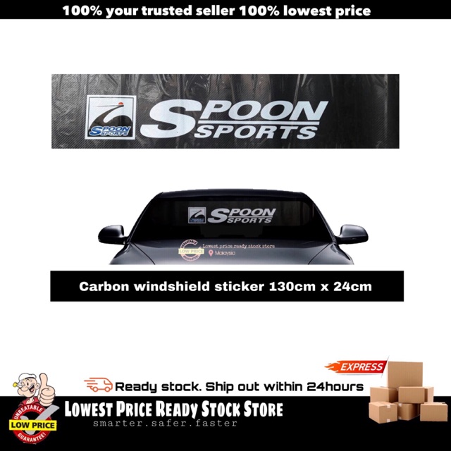 SPOON SPORTS CARBON Design สติ๊กเกอร์ติดกระจกหน้ารถ - 130 ซม. x 24 ซม.