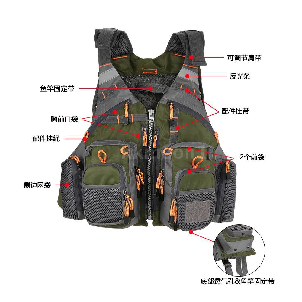Outdoor Breathable Padded Fishing Life Vest Superior 209lb Bearing Life Safety Jacket Swimming